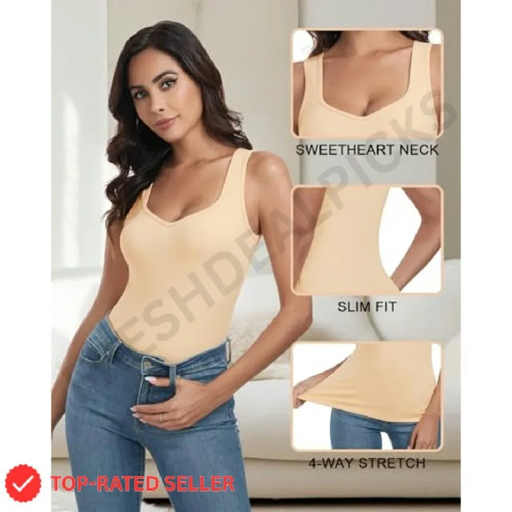 Thermal Fleece Tank Top Sleeveless Sweetheart Neck Winter Base Layer Vest